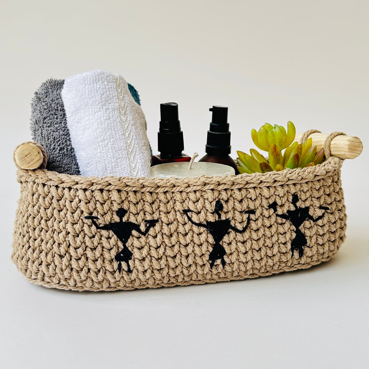 Warli Design - 3 Jar Basket